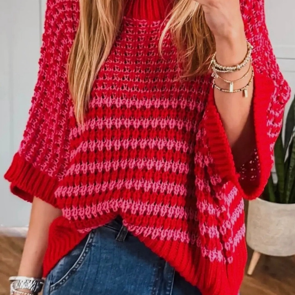 Red and Pink Women's Sweater